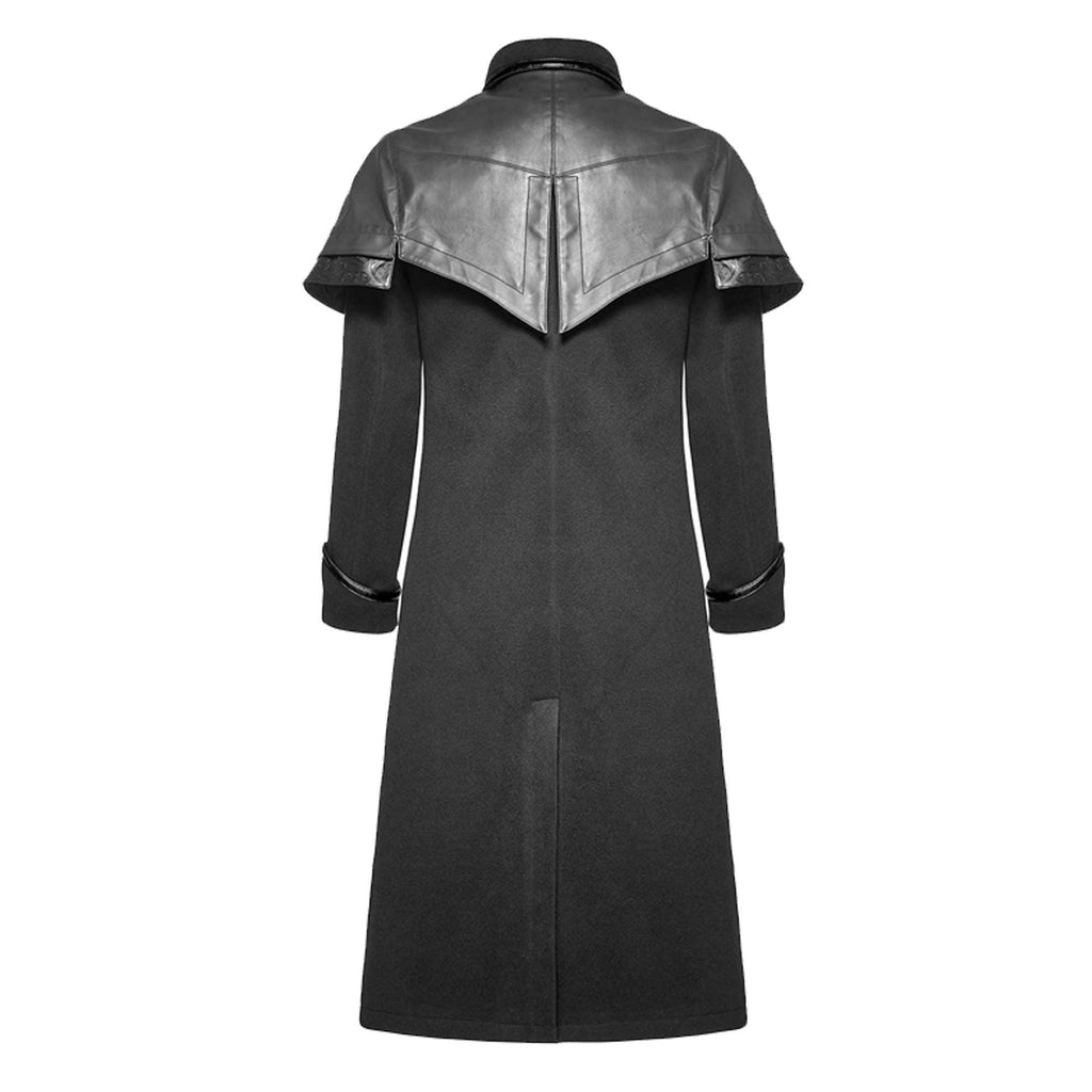 Men's Black Long Coat Gothic Highwayman Steampunk VTG Military Jacket