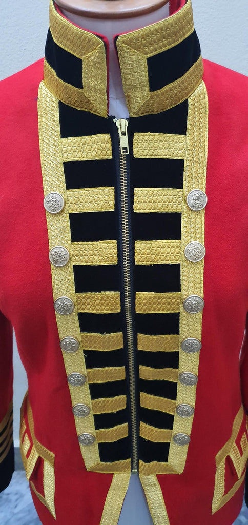 Women’s Military Blazer Red Wool French Terry Officer's Commander Band Jacket