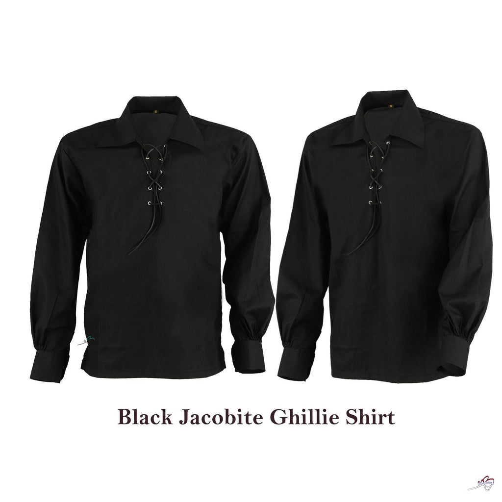 Men's Long Sleeve Ghillie Shirt Jacobite Traditional Scottish Kilt Shirt