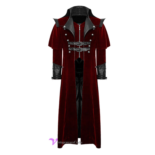Men's Long Coat Costume Vintage Military Style Gothic Steam punk Trench Cosplay Party Pirate Jacket