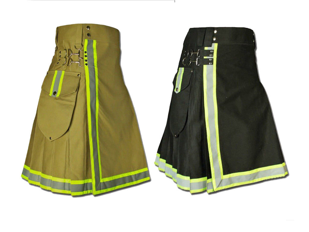 Men's Modern Active Scottish Utility Fireman Kilt Handmade Tactical Firefighter Skirt Kilt