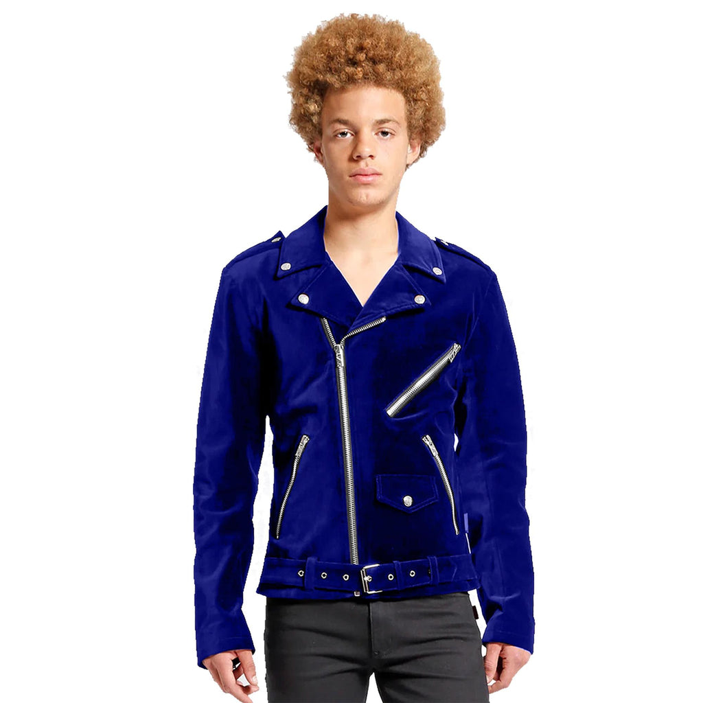 Men's Classic Motorbike Velvet Jacket Punk Fetish Retro Fashion Casual Zipper Jacket
