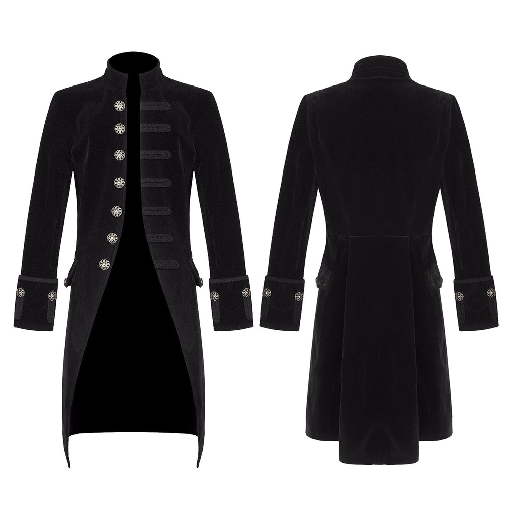 Men’s Velvet Frock Coat Gothic Victorian Jacket Steampunk Pirate Vampire Cosplay