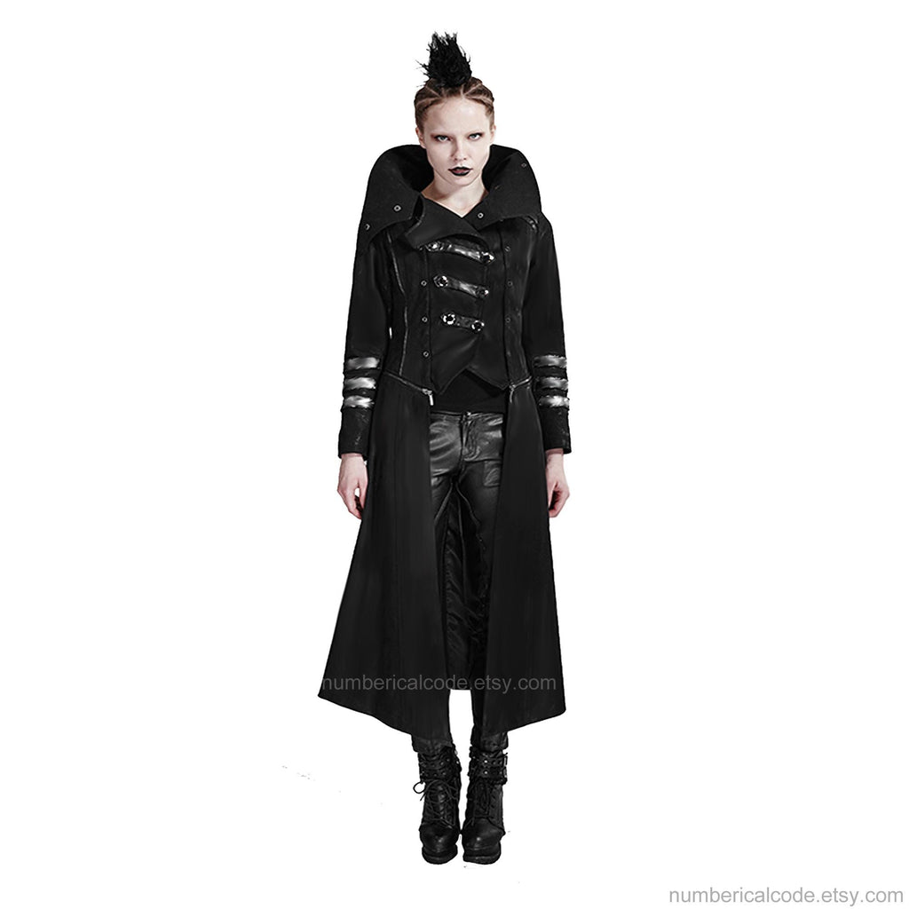 Steampunk Scorpion Velvet Jacket: Gothic Hooded Trench Coat