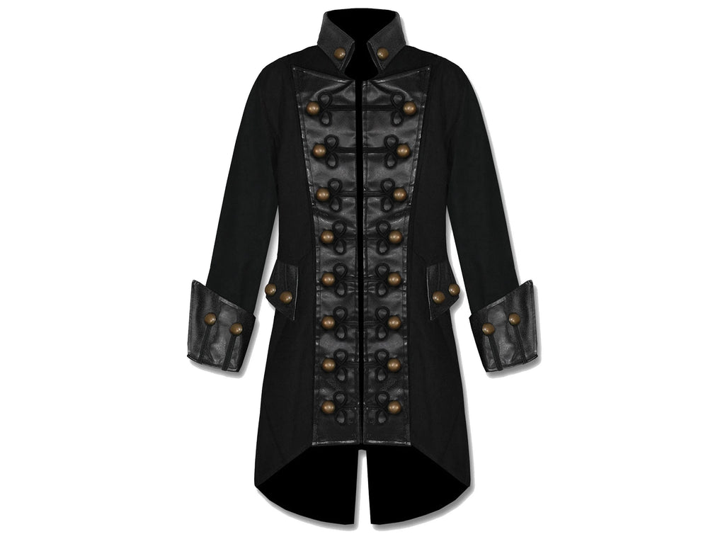 Men Goth Steampunk Copper Button Military Pirate Costume Jacket