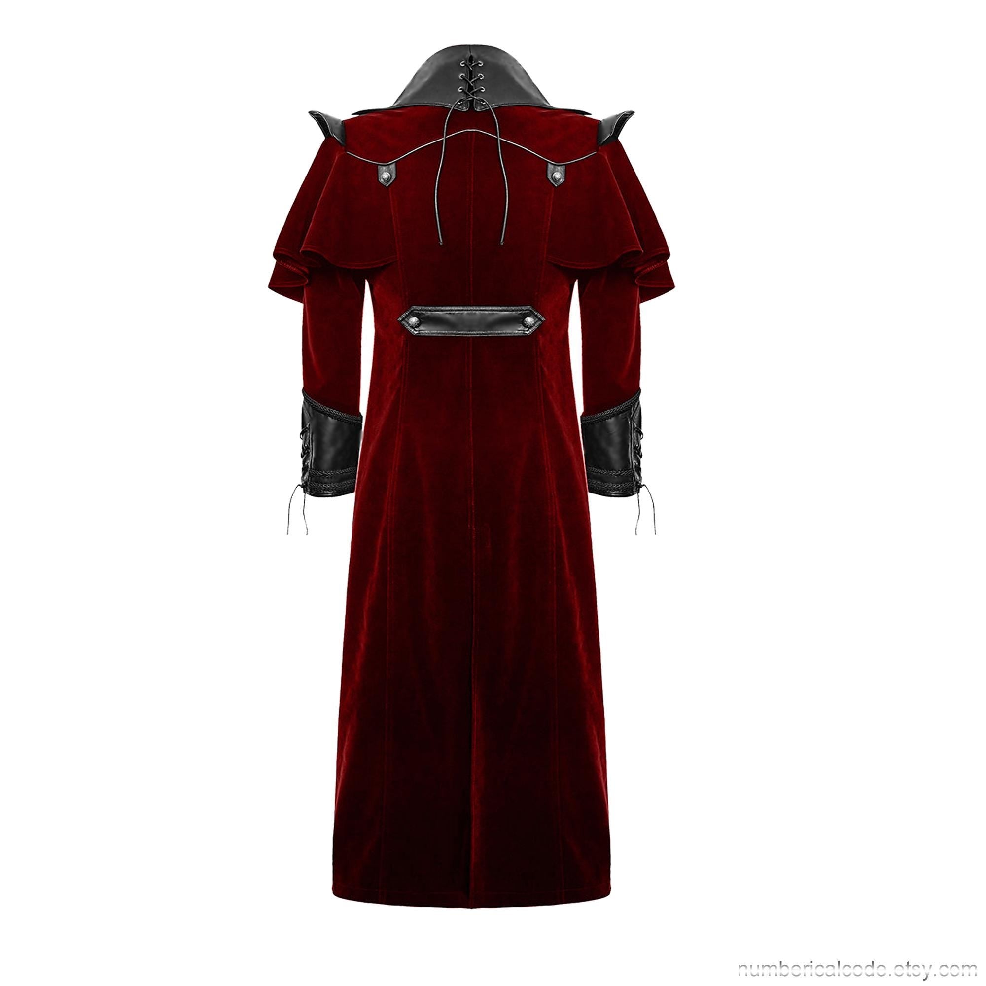 Men's Gothic Velvet Steampunk Coat: Military Regency Highwayman Jacket