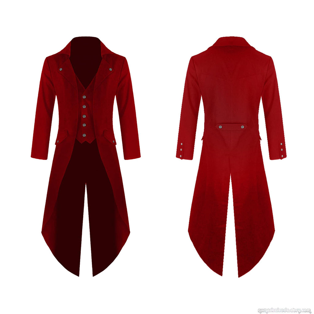 Men's Steampunk Tailcoat Jacket Gothic Victorian Coat VTG Cosplay Costume in 4 Colors