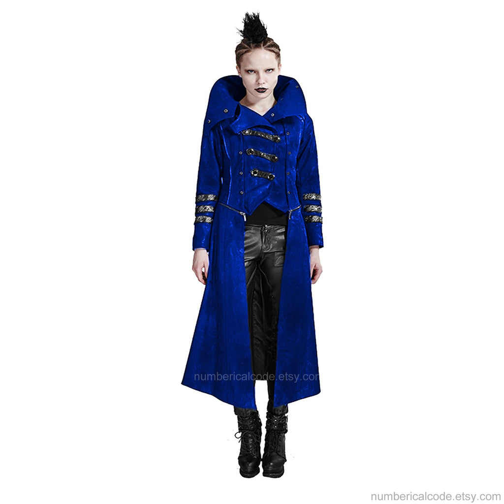 Steampunk Scorpion Velvet Jacket: Gothic Hooded Trench Coat