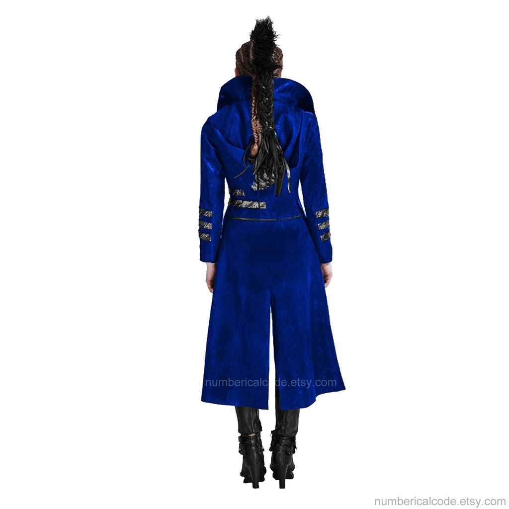 Steampunk Scorpion Velvet Jacket: Gothic Hooded Trench Coat