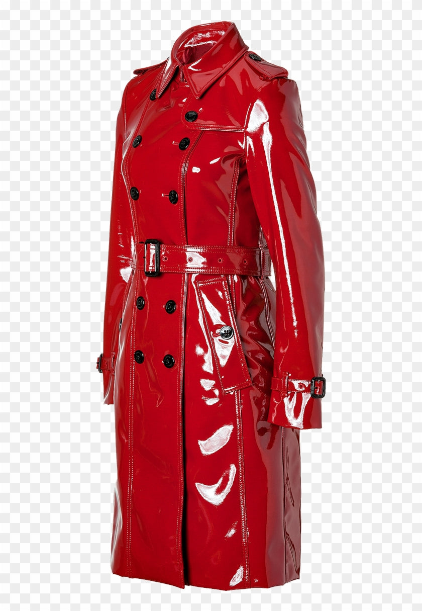 PVC Vinyl Women's Red Trench Coat-All Sizes "XS to 4XL"