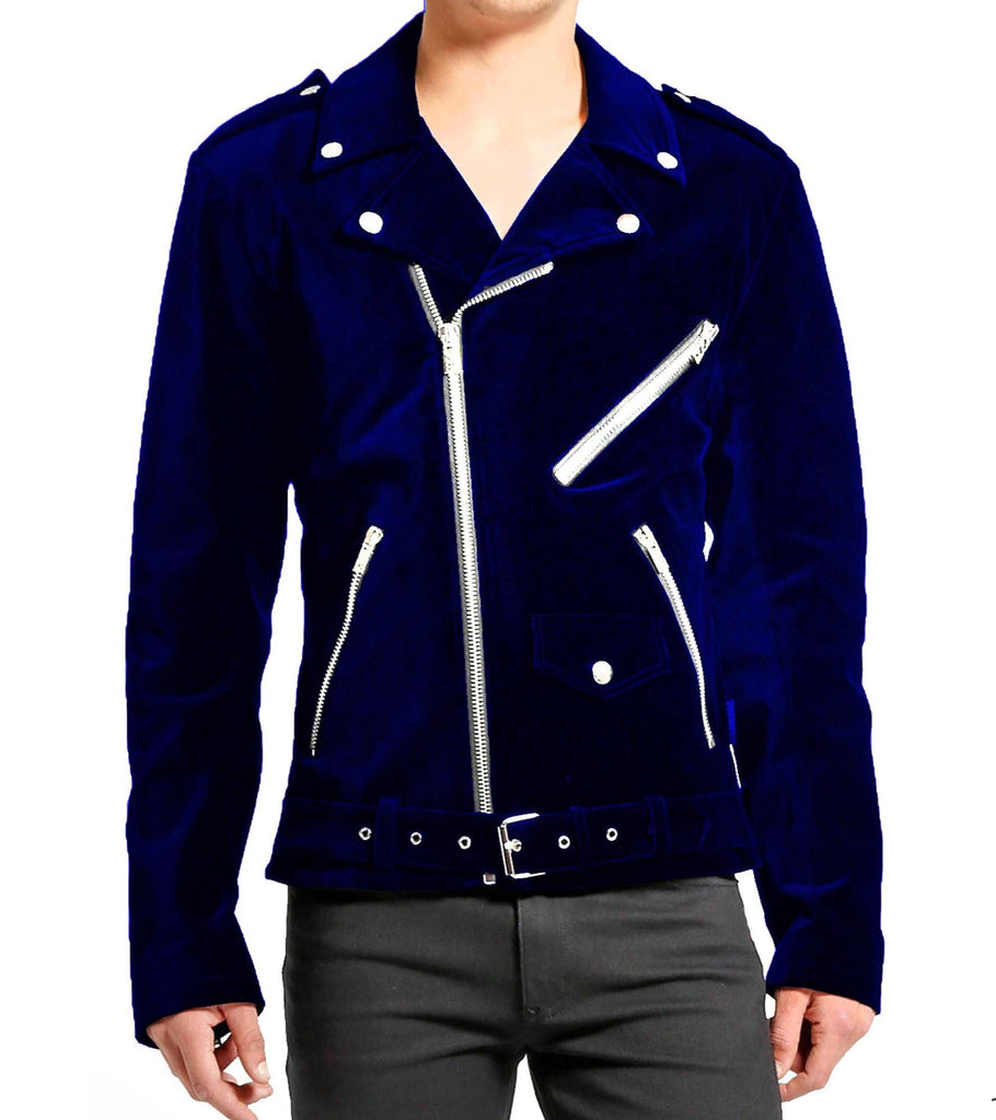 Men's Classic Motorbike Velvet Jacket Punk Fetish Retro Fashion Casual Zipper Jacket