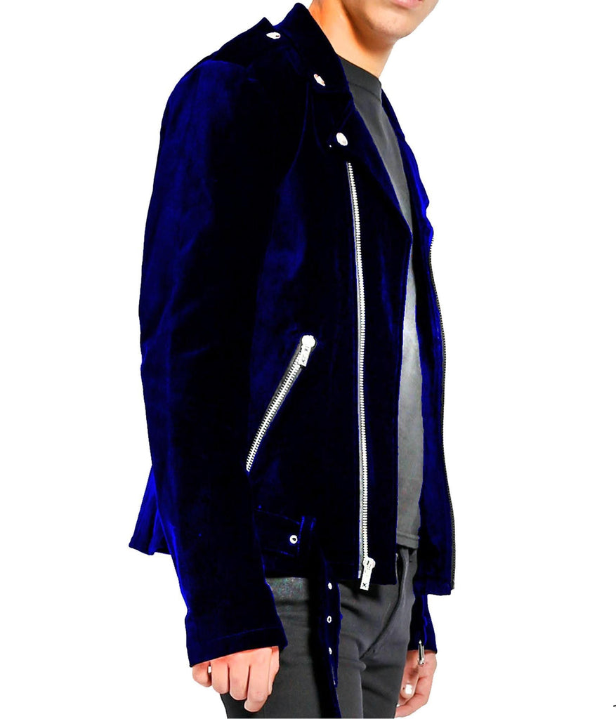 Men's Classic Motorbike Velvet Jacket Punk Fetish Retro Fashion Casual Zipper Jacket