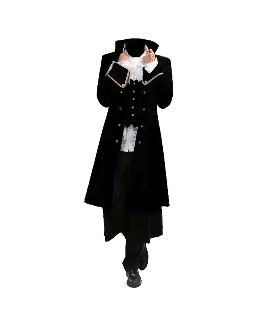 Men’s Regency Gothic Velvet Long Captain Pirate Jacket Steampunk Victorian Vintage Fashion Coat