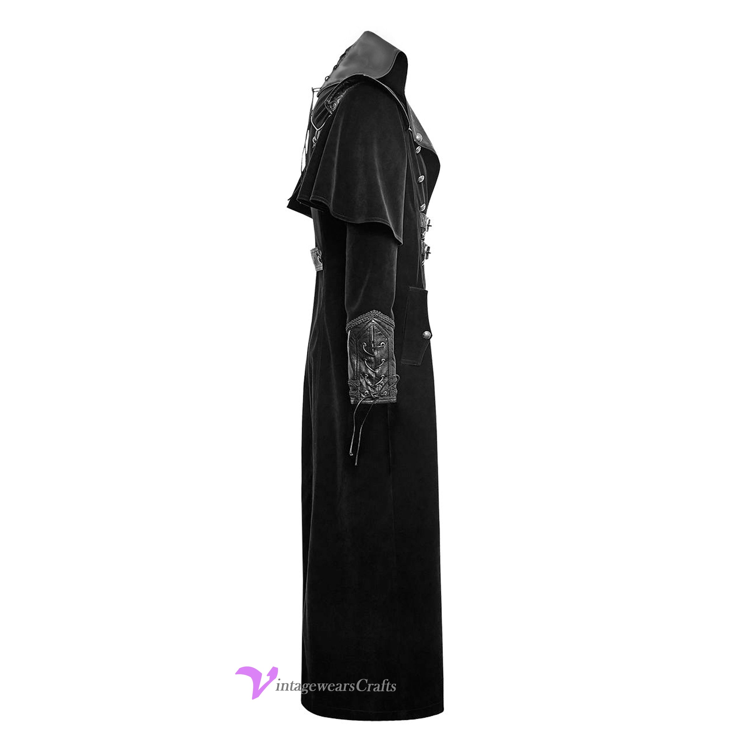 Men's Long Coat Costume Vintage Military Style Gothic Steam punk Trench Cosplay Party Pirate Jacket