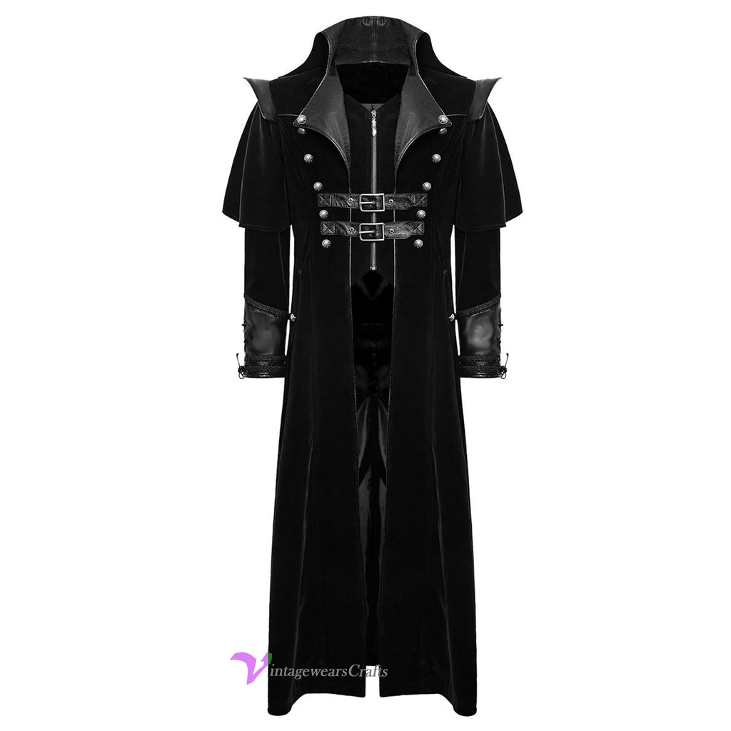Men's Long Coat Costume Vintage Military Style Gothic Steam punk Trench Cosplay Party Pirate Jacket