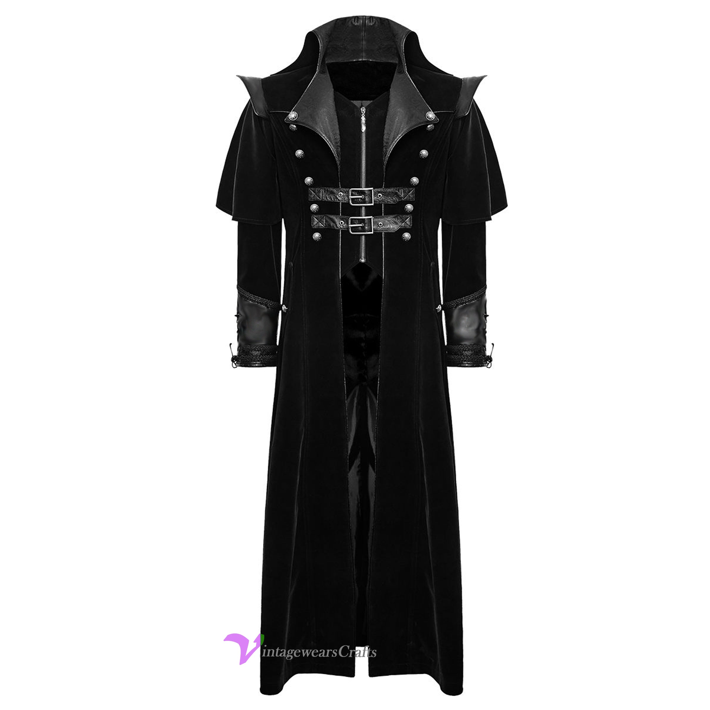 Men's Long Coat Costume Vintage Military Style Gothic Steam punk Trench Cosplay Party Pirate Jacket