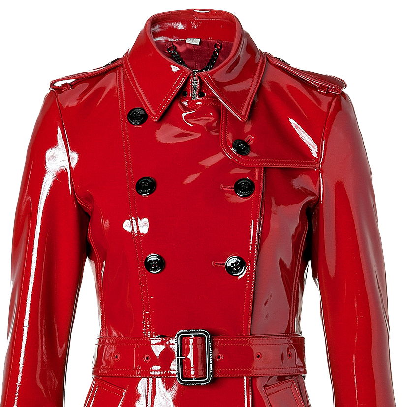 PVC Vinyl Women's Red Trench Coat-All Sizes "XS to 4XL"