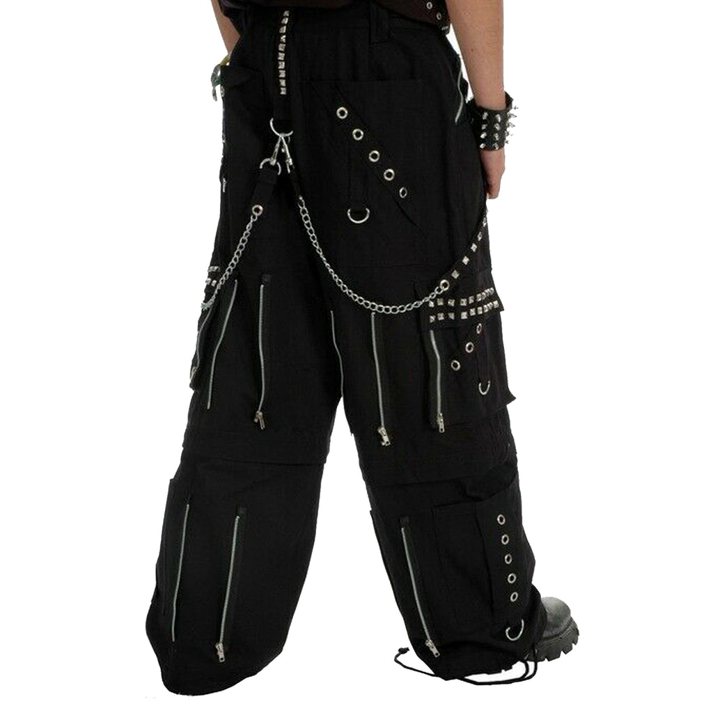 Men's Gothic Black Chrome Trousers Punk Rock Studs Metal And Chain Trouser Pant
