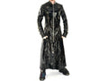 Gothic Vinyl PVC Hell Raiser Fetish EMO Spike Stud Coat Steampunk Latex Look Trench