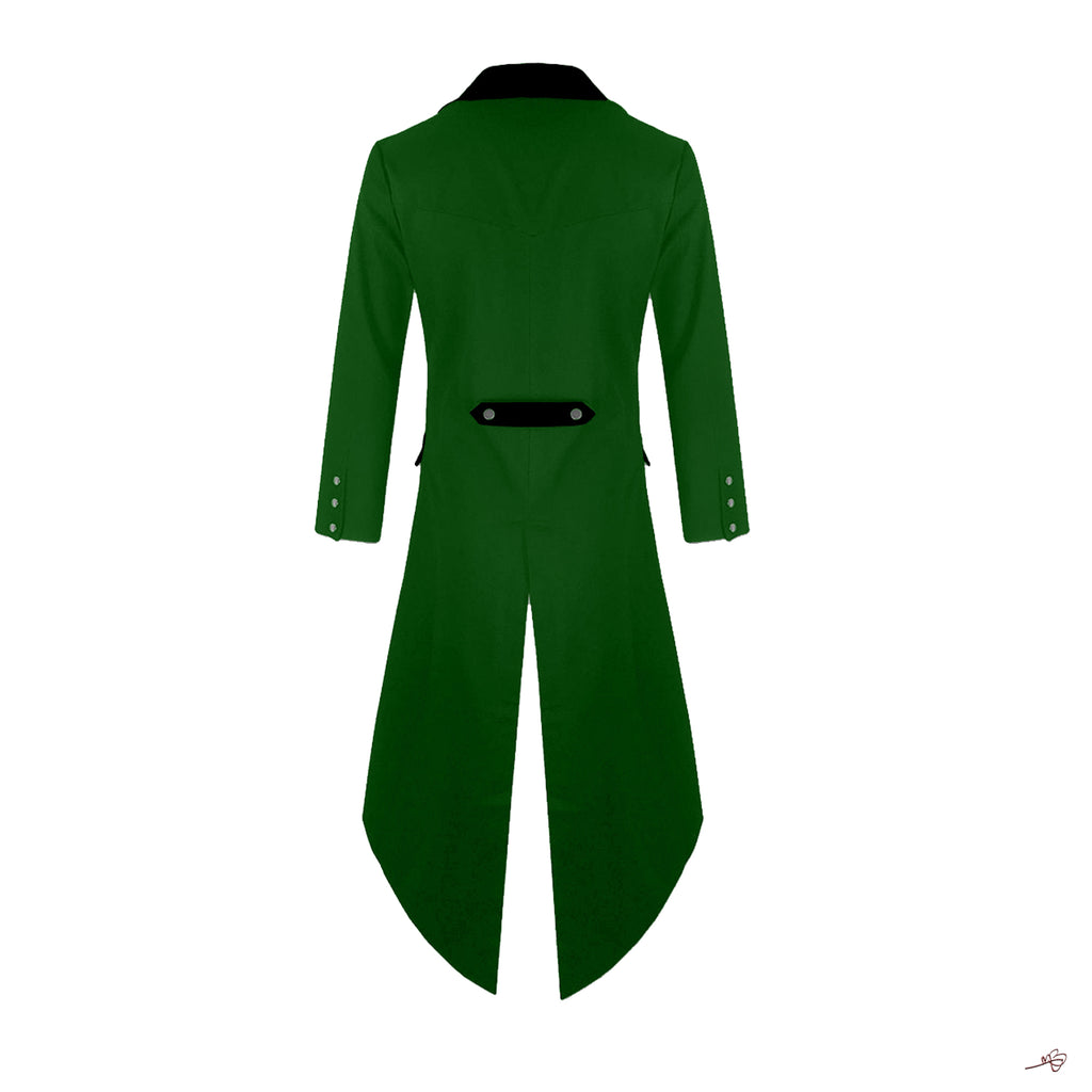 Men's Steampunk Tailcoat Jacket Red & Green Colors with Black Lapels Gothic Victorian Coat VTG