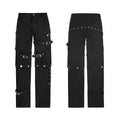 Men Gothic Bondage Pant Rock Hard Loose Punk Pants Detachable Uniform Trousers