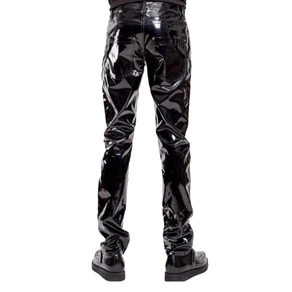 Men's Evil Gothic PVC Vinyl Gloss Rock Stage Rocker Skinny Jeans Pants
