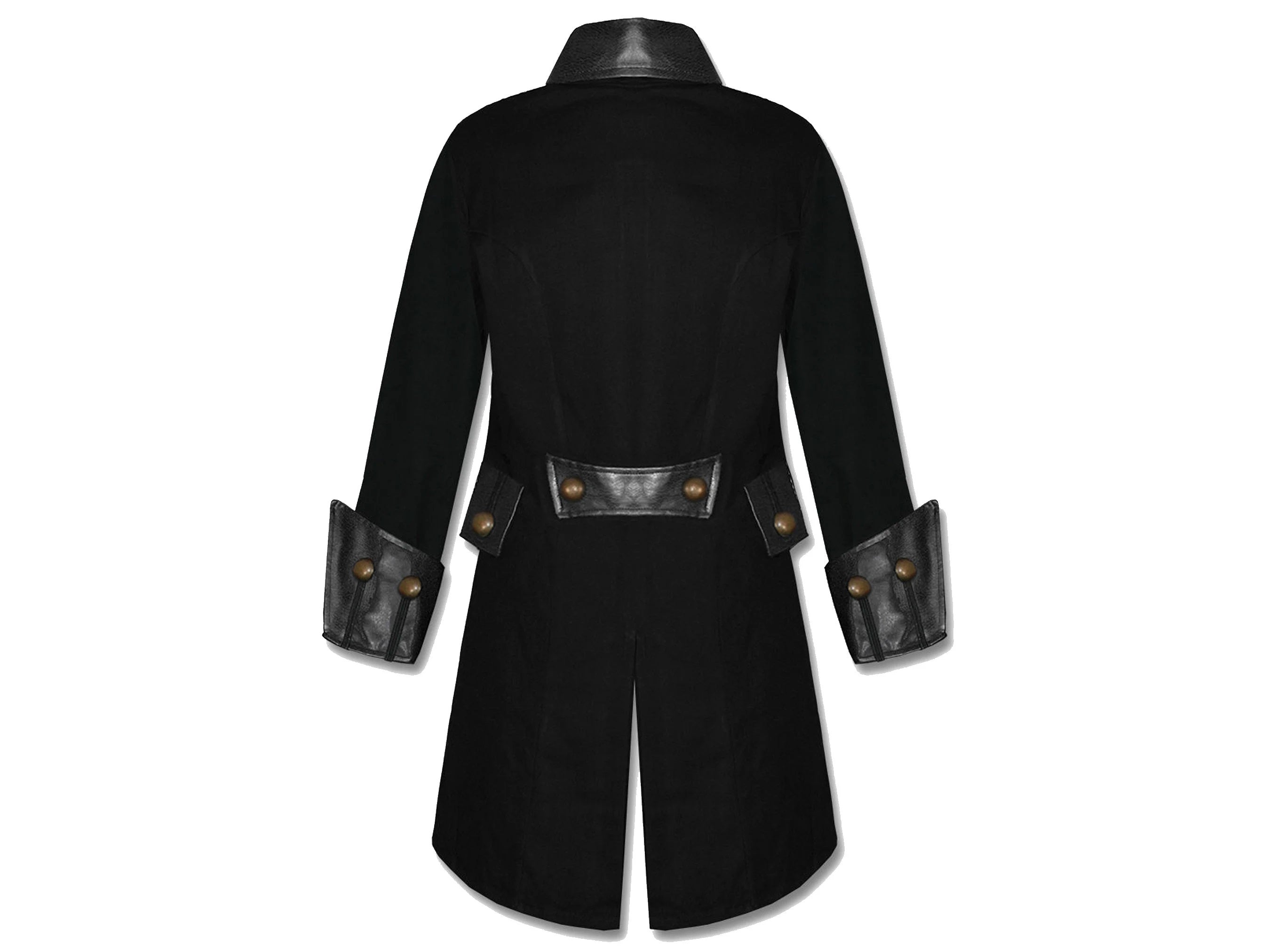 Men Goth Steampunk Copper Button Military Pirate Costume Jacket