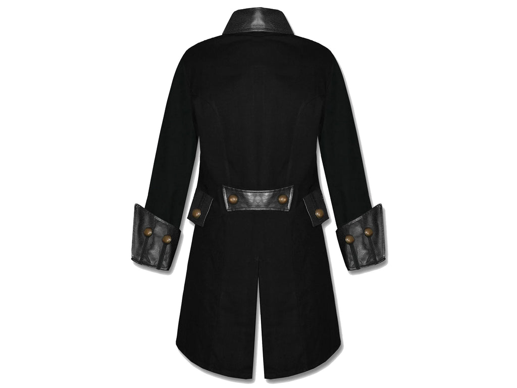 Men Goth Steampunk Copper Button Military Pirate Costume Jacket