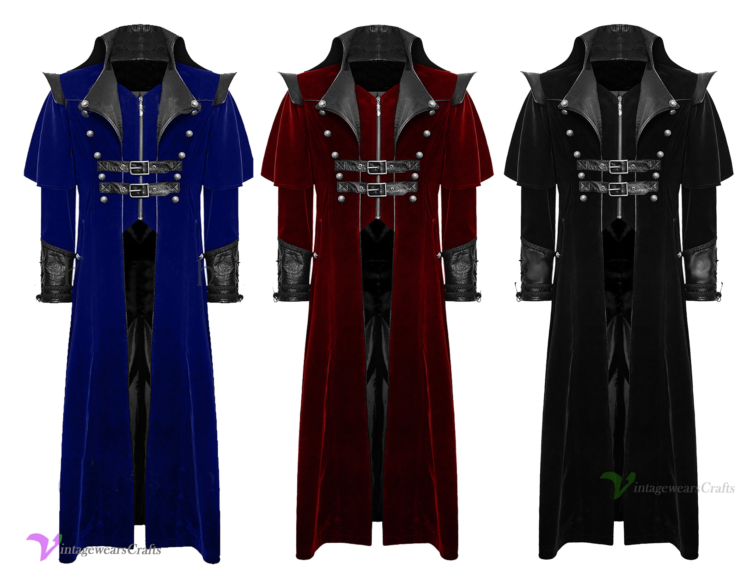 Men's Long Coat Costume Vintage Military Style Gothic Steam punk Trench Cosplay Party Pirate Jacket