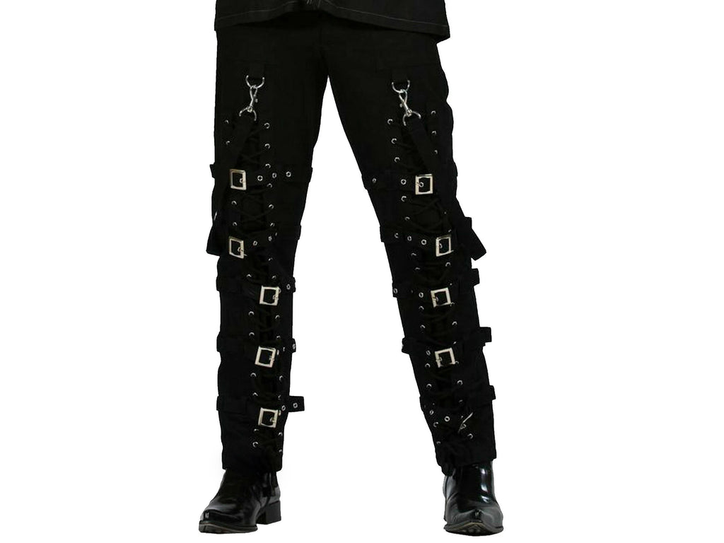 Men Gothic Black Buckles Zips Straps Trouser Goth Punk Cyber Pants