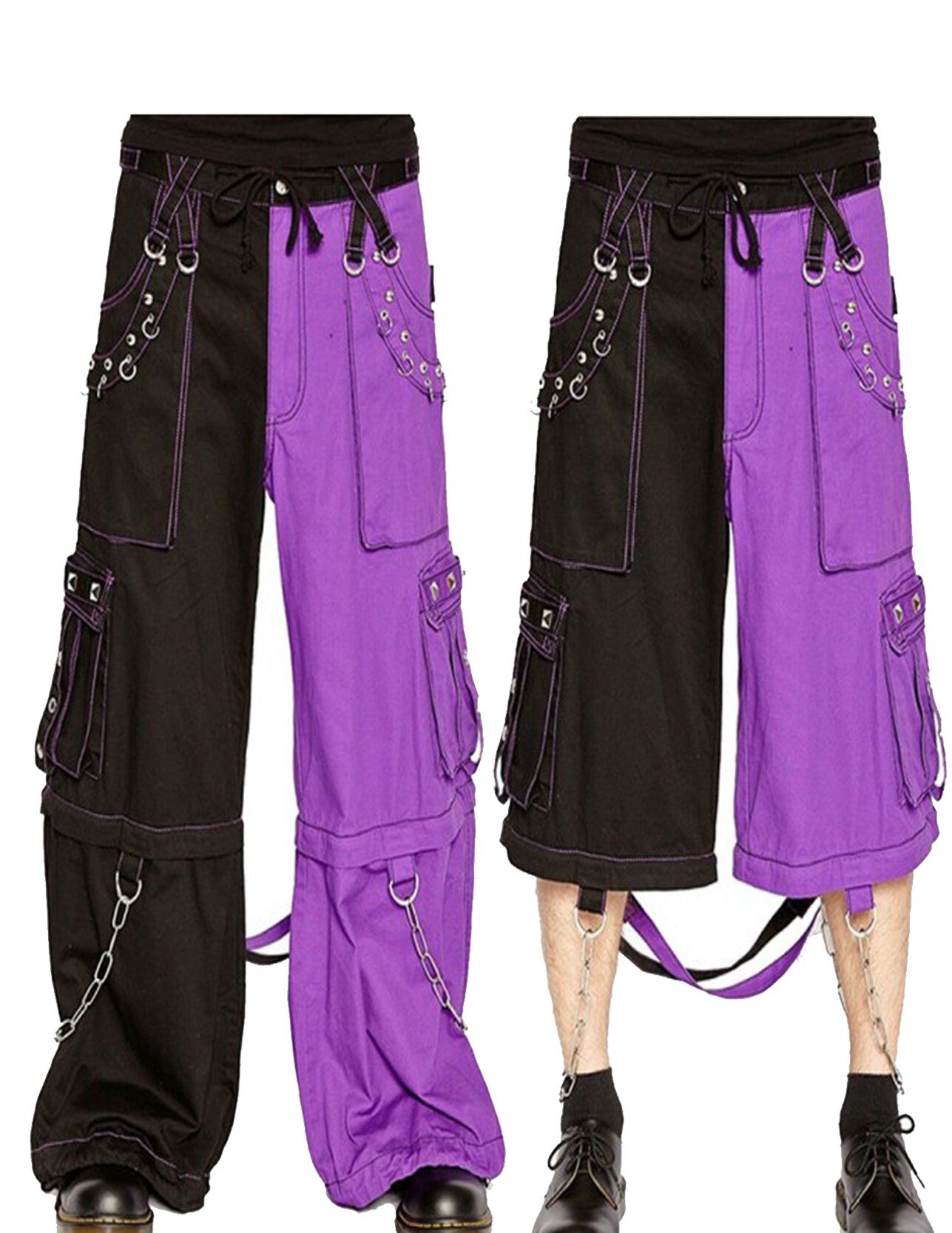 Men's Alternative Bondage Trouser Punk Rock Transformer Purple Black Baggy Pant