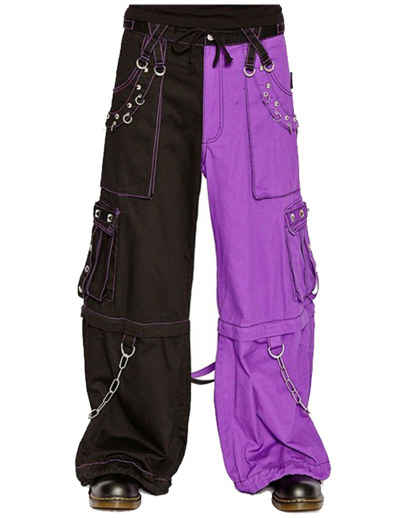 Men's Alternative Bondage Trouser Punk Rock Transformer Purple Black Baggy Pant