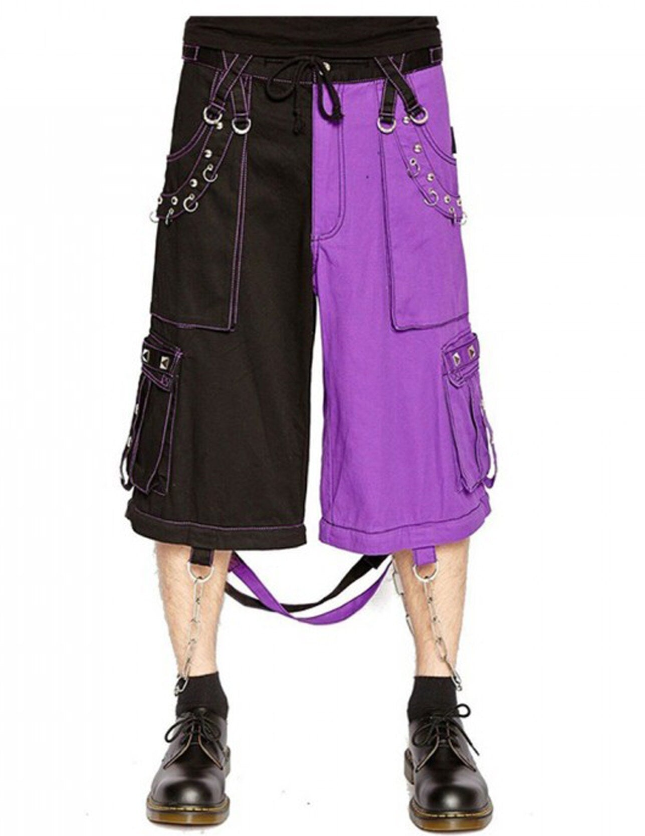 Men's Alternative Bondage Trouser Punk Rock Transformer Purple Black Baggy Pant