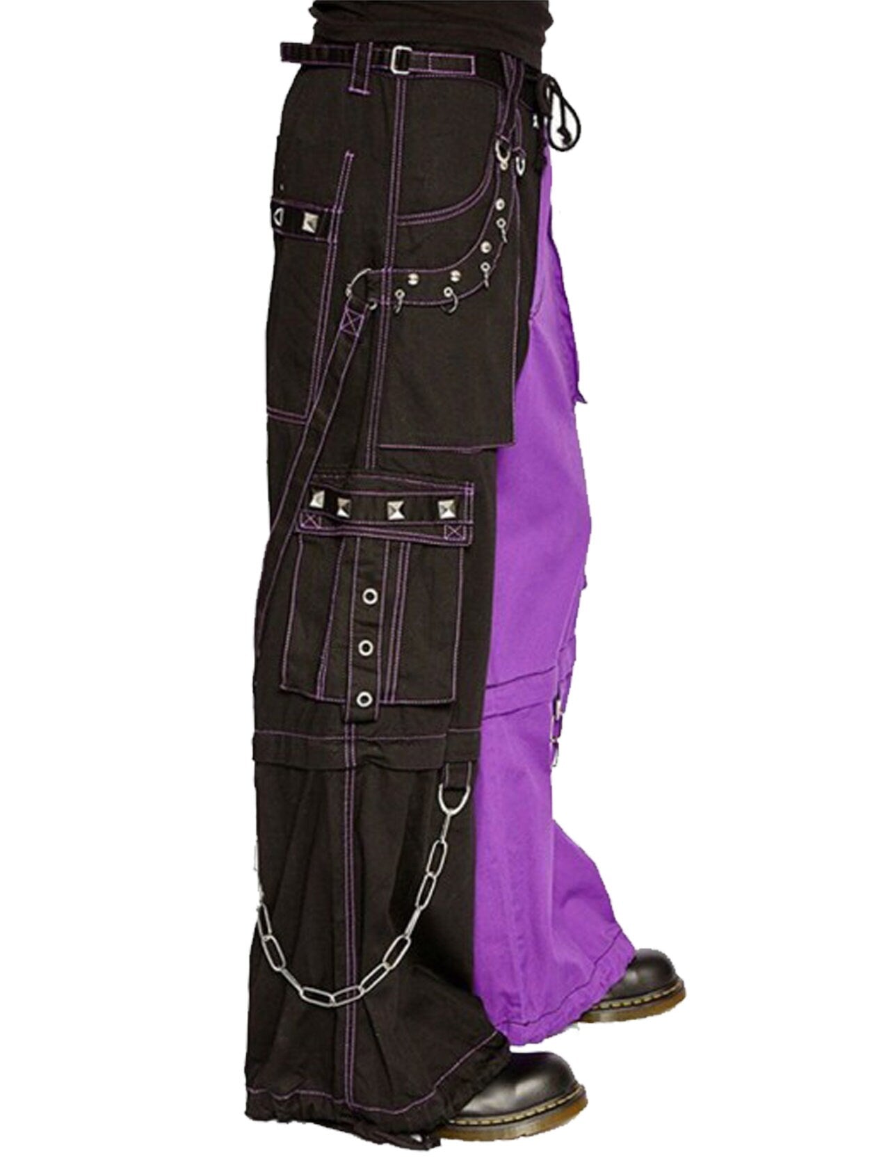 Men's Alternative Bondage Trouser Punk Rock Transformer Purple Black Baggy Pant