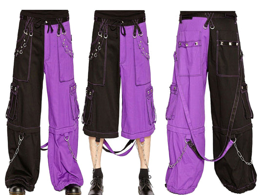Men's Alternative Bondage Trouser Punk Rock Transformer Purple Black Baggy Pant