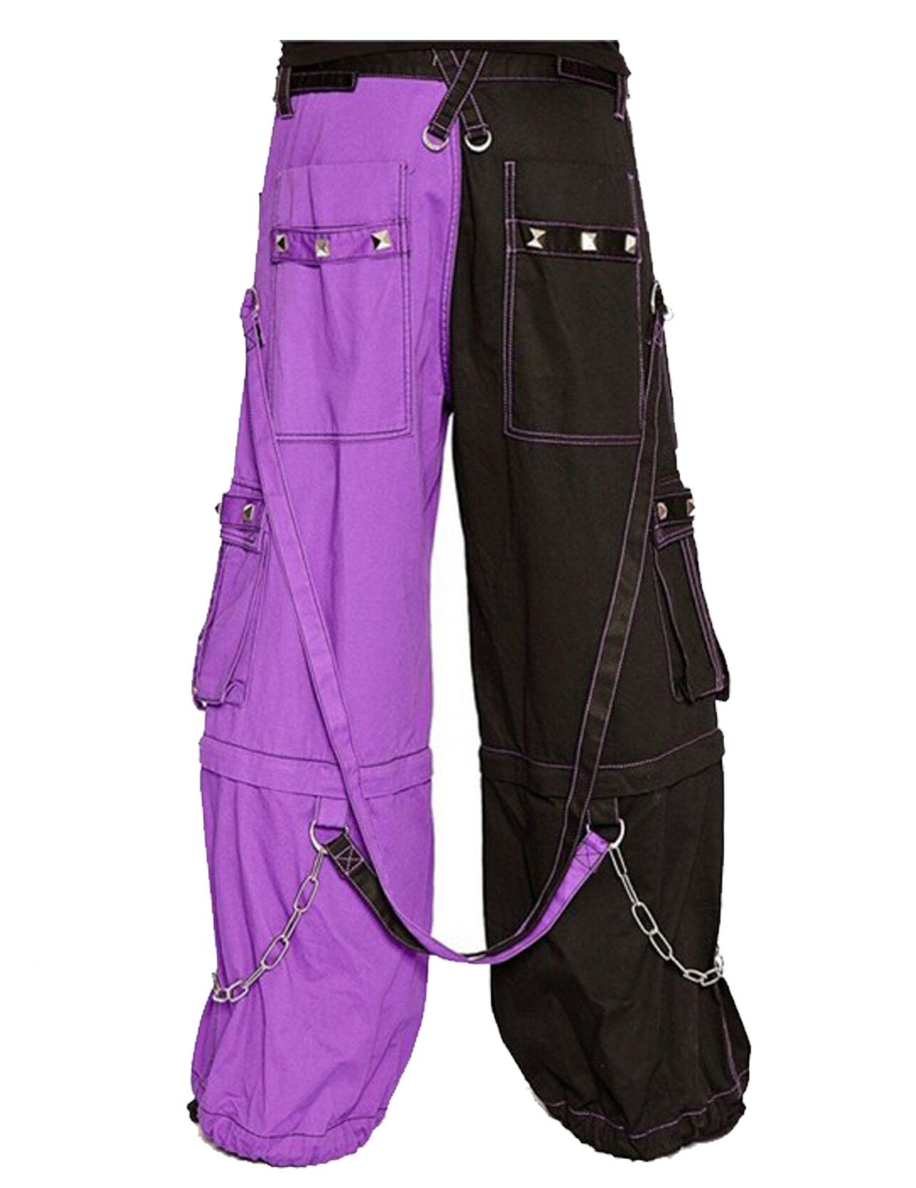 Men's Alternative Bondage Trouser Punk Rock Transformer Purple Black Baggy Pant
