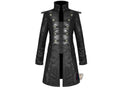 Men's Handmade Pirate Steampunk Jacket Black Goth Punk Faux Leather Military Coat