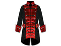Men's Red Velvet Trim Steampunk Vampire Goth Jacket Pirate Coat