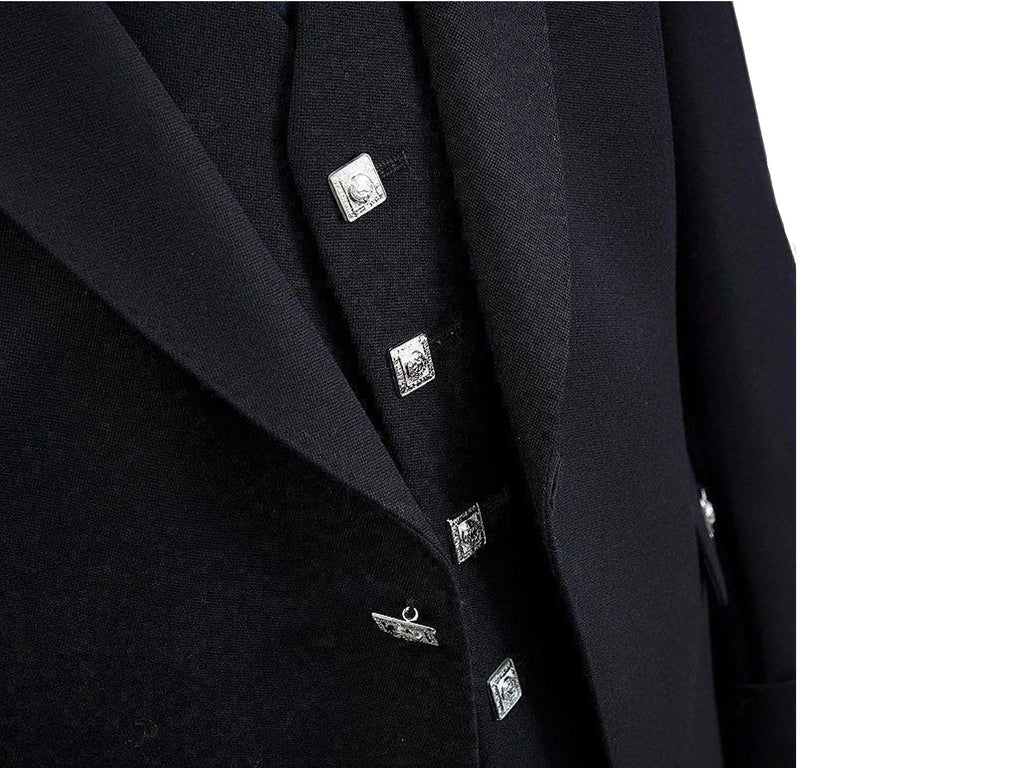 Men's Scottish Black Argyle Highland Kilt Jacket With Waistcoat/Vest - Sizes 36"- 54"