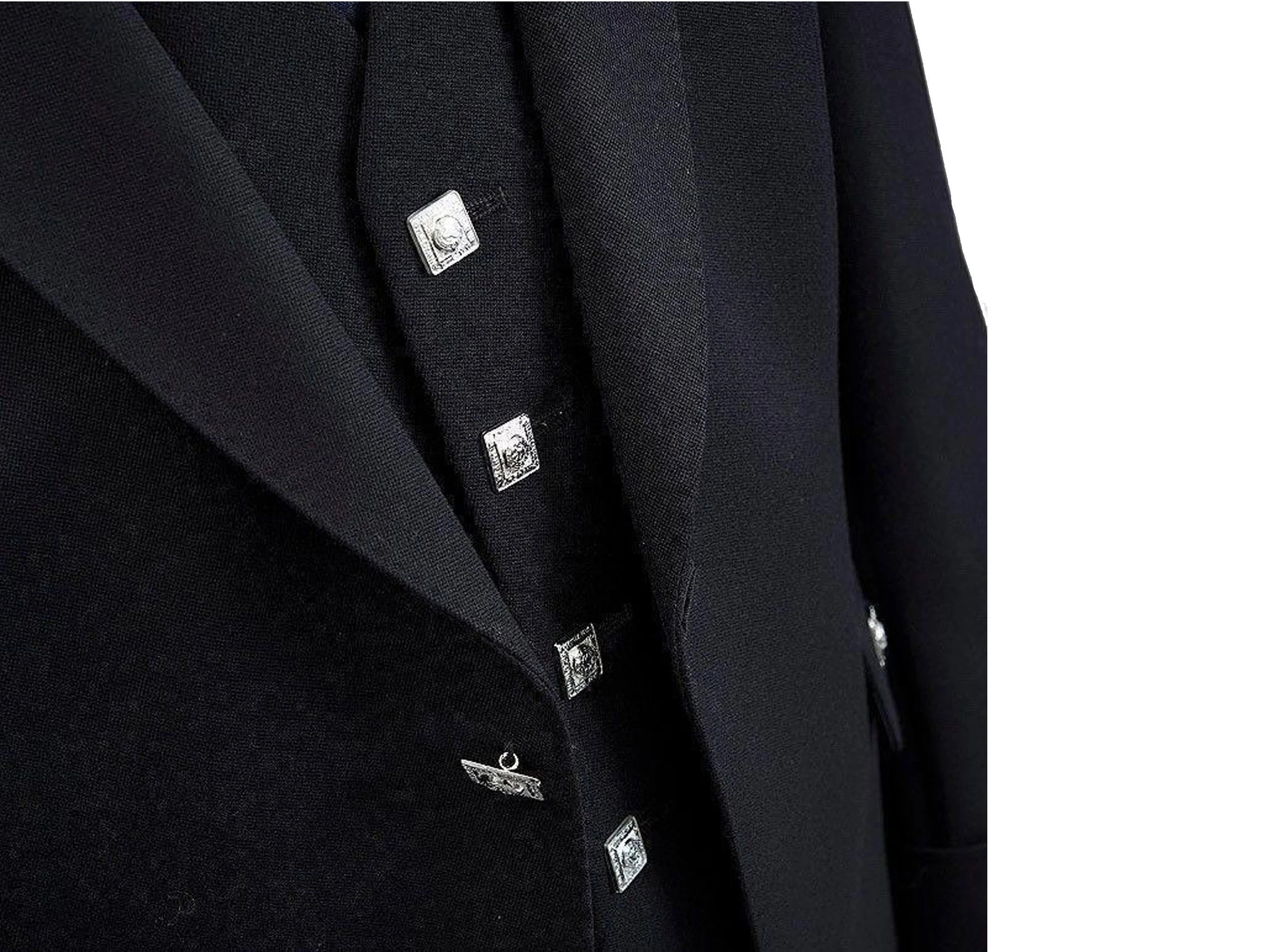 Men's Scottish Black Argyle Highland Kilt Jacket With Waistcoat/Vest - Sizes 36"- 54"