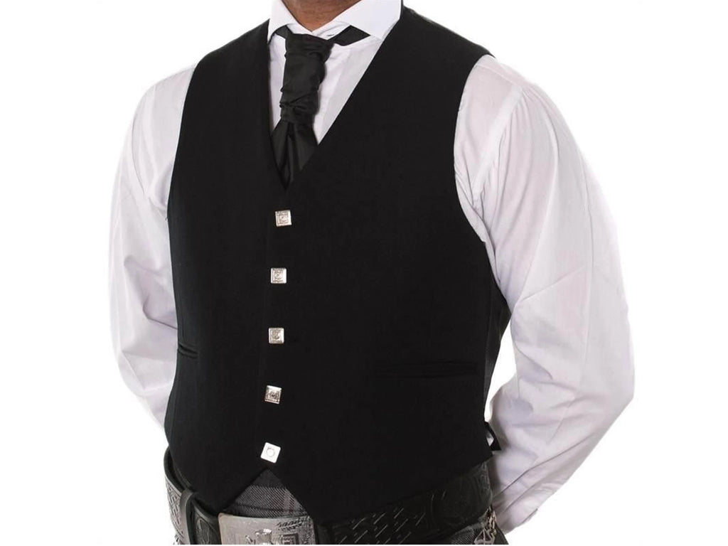 Men's Scottish Black Argyle Highland Kilt Jacket With Waistcoat/Vest - Sizes 36"- 54"