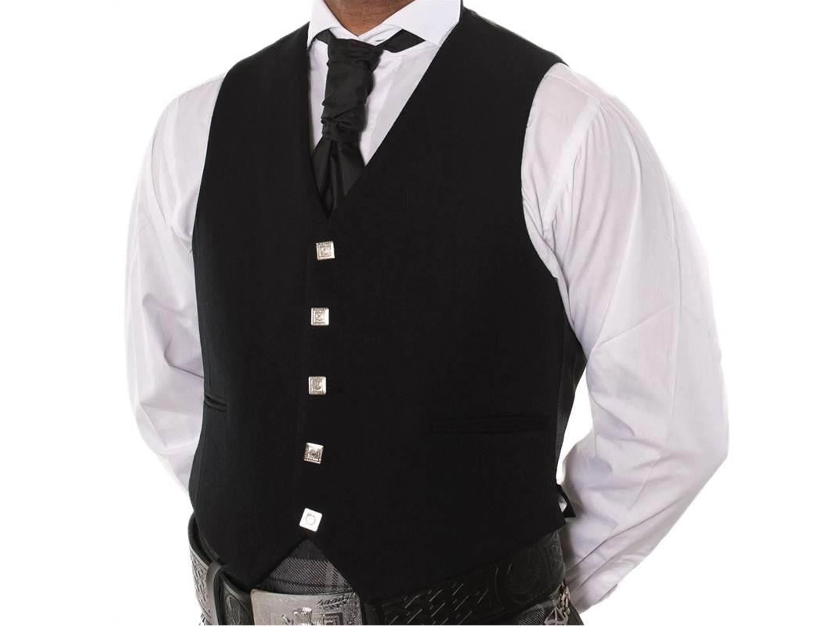 Men's Scottish Black Argyle Highland Kilt Jacket With Waistcoat/Vest - Sizes 36"- 54"