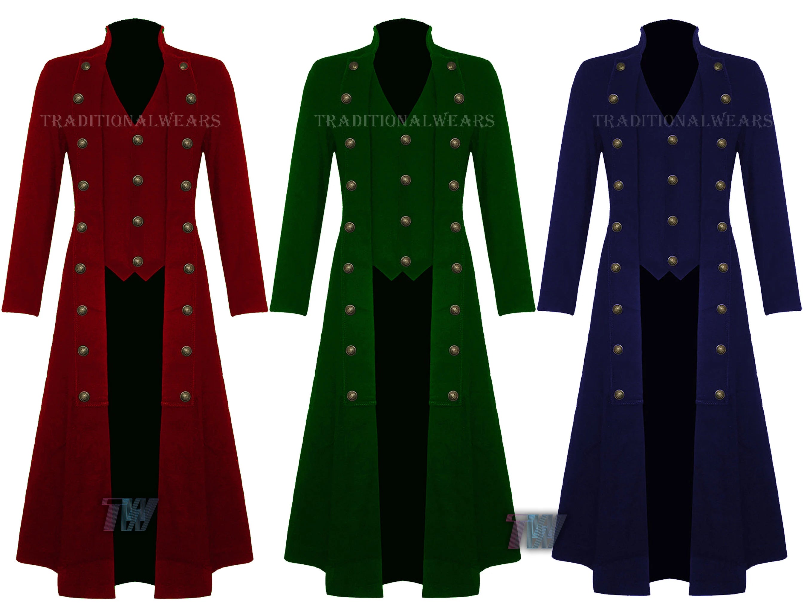 Men's Steampunk Military Trench Coat Long Jacket Gothic VTG