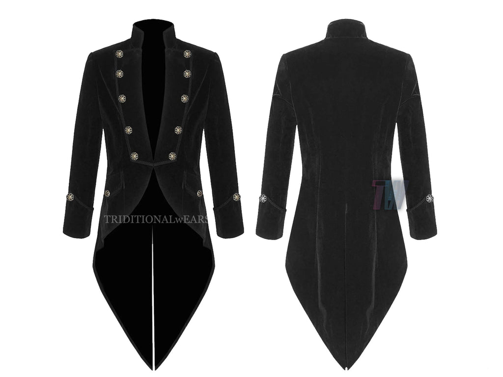 Men's Velvet Vladimir Tuxedo Jacket Tail coat Goth Steampunk Victorian