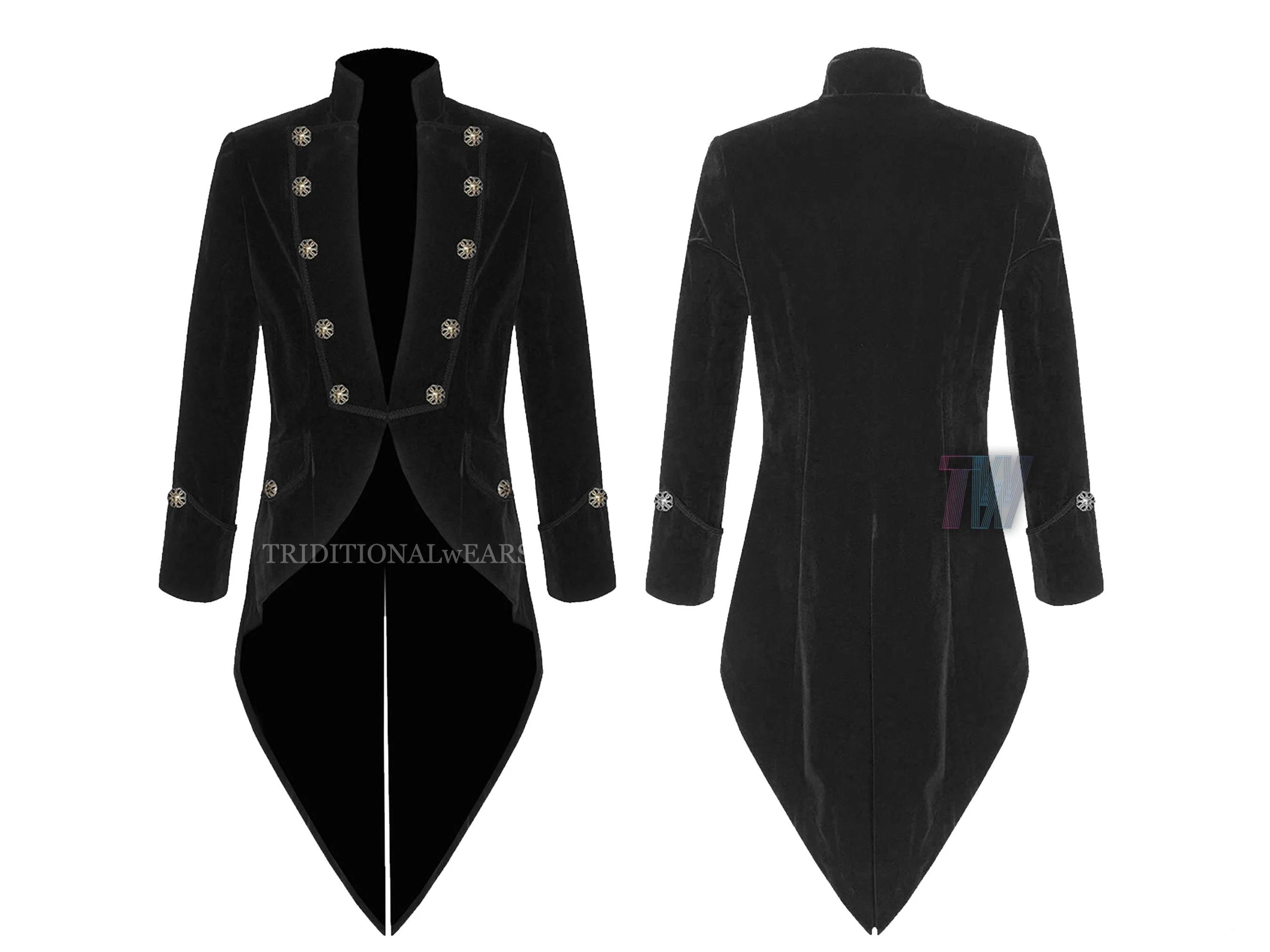 Men's Velvet Vladimir Tuxedo Jacket Tail coat Goth Steampunk Victorian