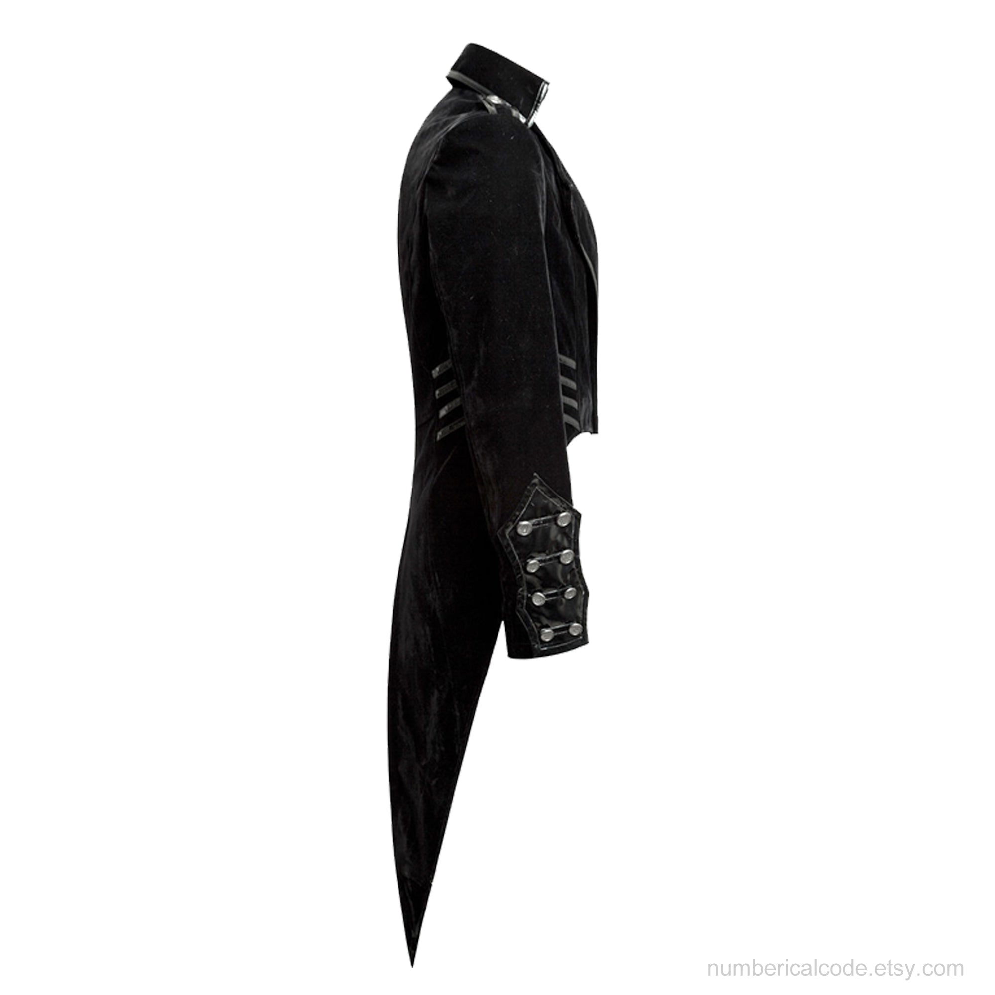Men's Tailcoat Jacket Black Velvet Gothic Steampunk Vampire Swallowtail Costume