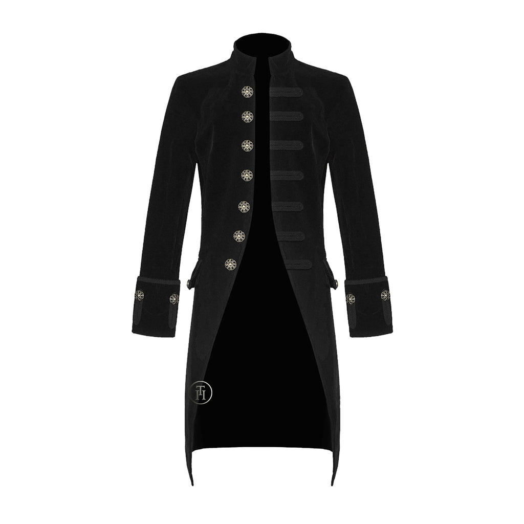 Men Velvet Frock Coat Gothic Victorian Jacket Steampunk Pirate Vampire