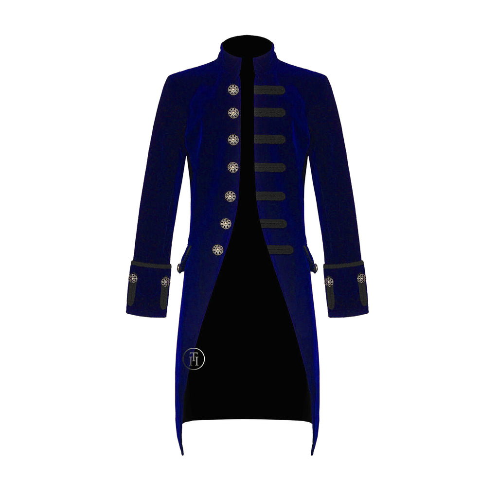 Men Velvet Frock Coat Gothic Victorian Jacket Steampunk Pirate Vampire
