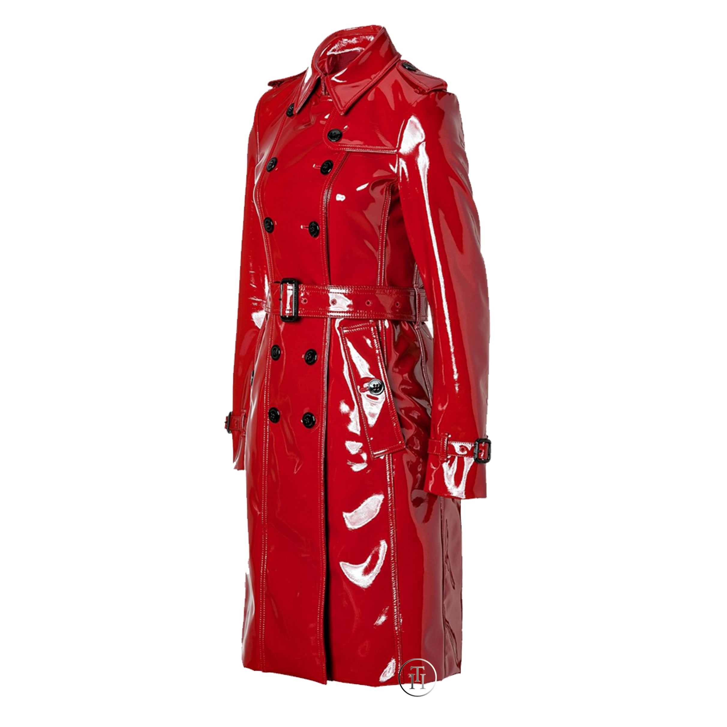 PVC Vinyl Women's Red Trench Coat-All Sizes "XS to 4XL"