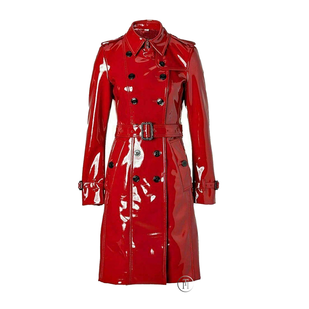 PVC Vinyl Women's Red Trench Coat-All Sizes "XS to 4XL"